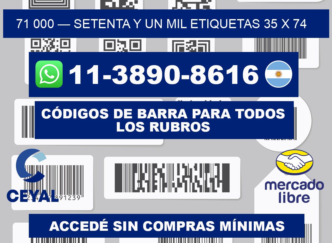 71 000 — setenta y un mil etiquetas 35 x 74