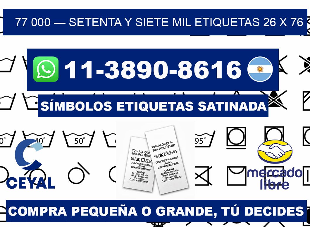 77 000 — setenta y siete mil etiquetas 26 x 76