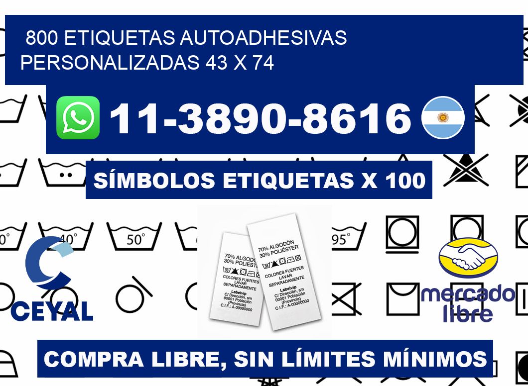 800 Etiquetas autoadhesivas personalizadas 43 x 74