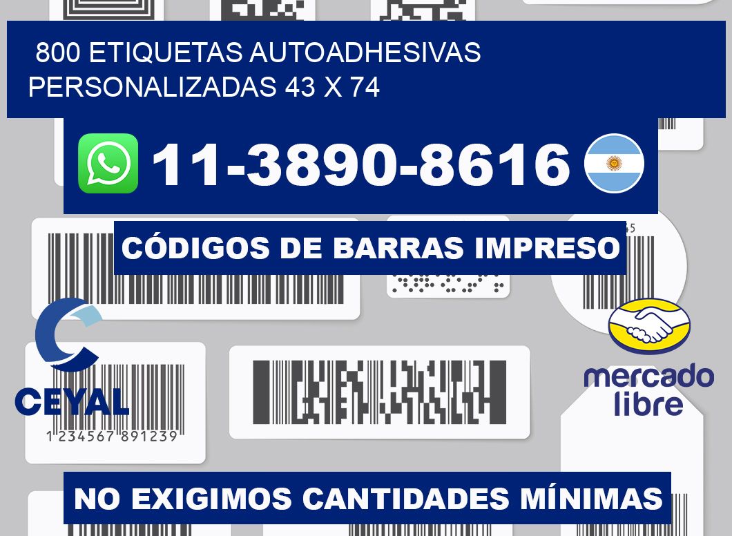 800 Etiquetas autoadhesivas personalizadas 43 x 74