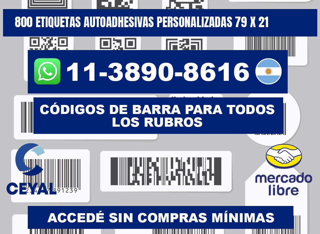 800 Etiquetas autoadhesivas personalizadas 79 x 21