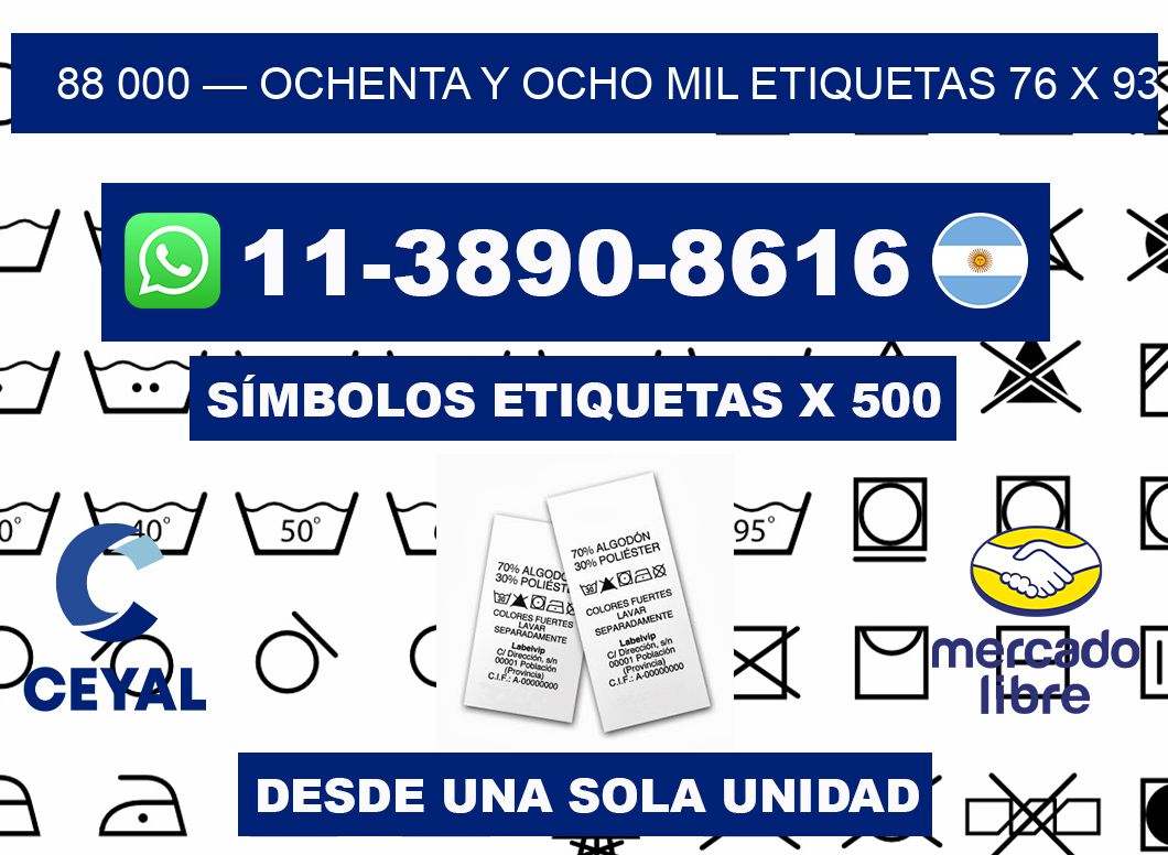 88 000 — ochenta y ocho mil etiquetas 76 x 93