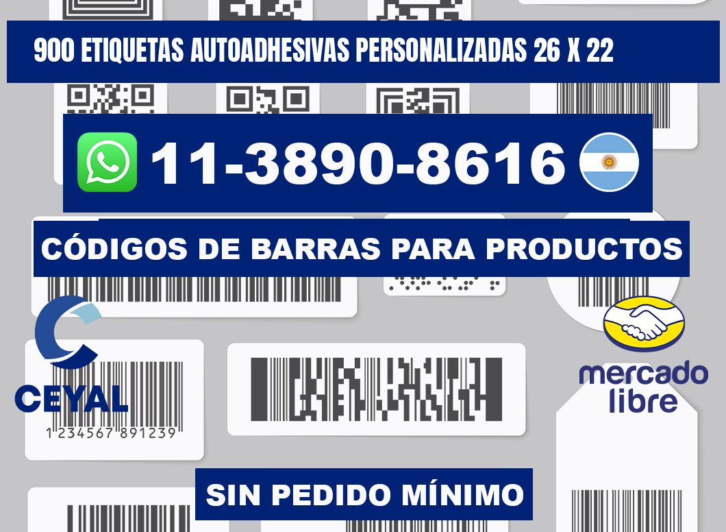 900 Etiquetas autoadhesivas personalizadas 26 x 22