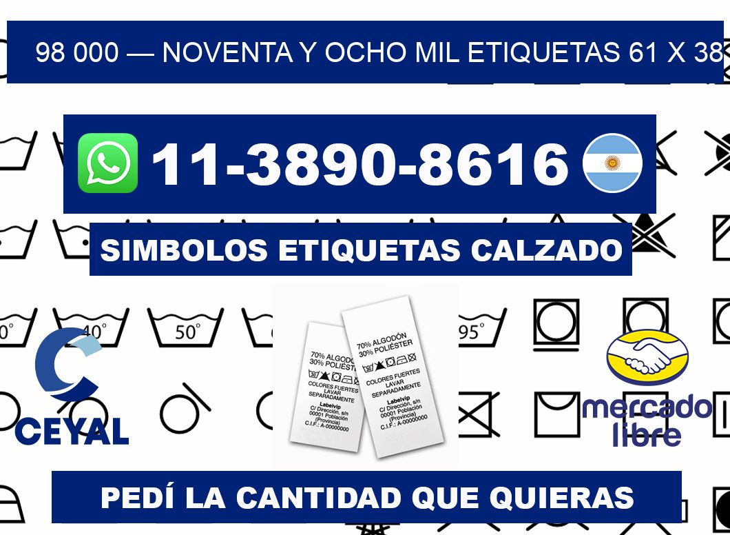 98 000 — noventa y ocho mil etiquetas 61 x 38