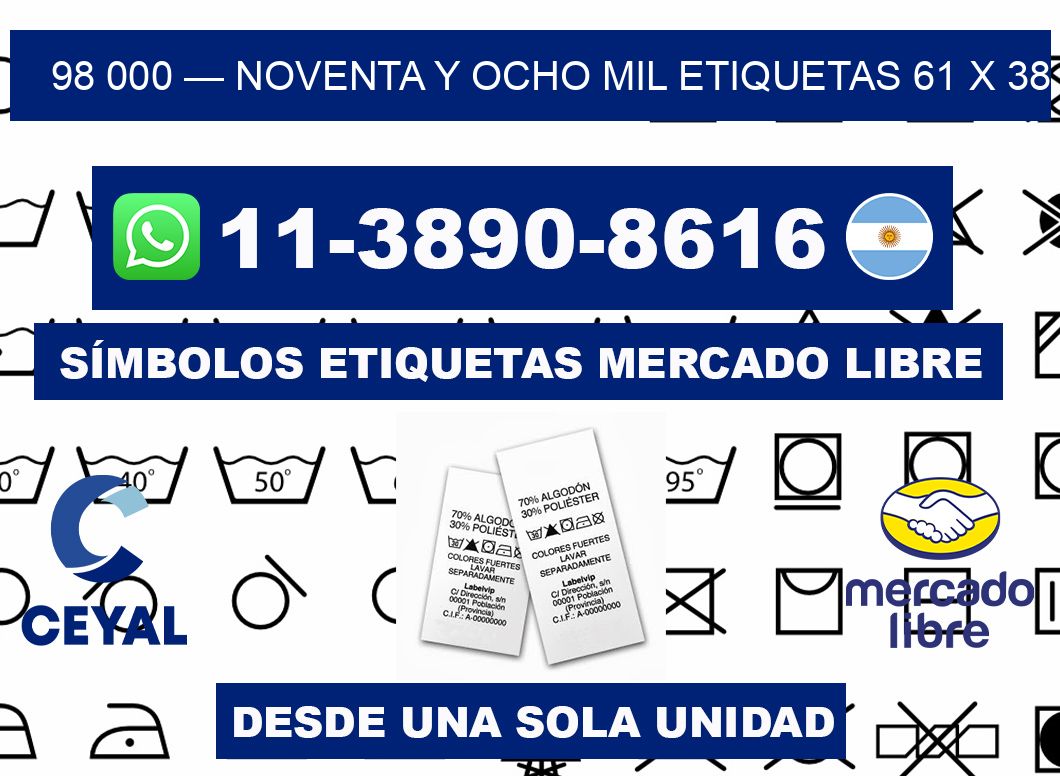 98 000 — noventa y ocho mil etiquetas 61 x 38