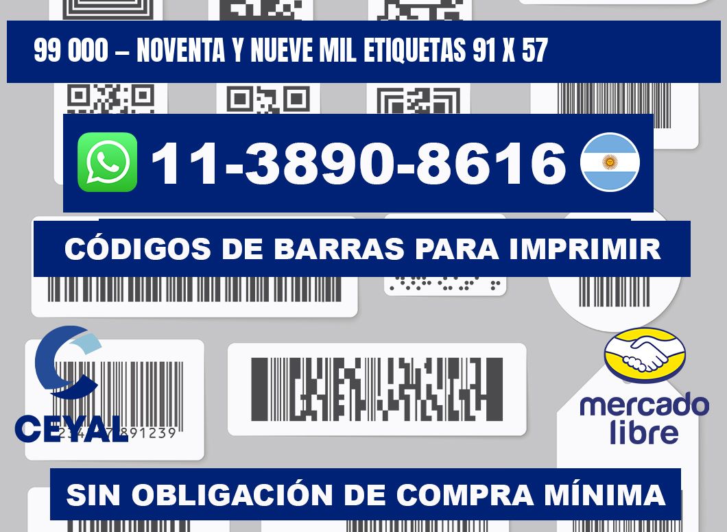 99 000 — noventa y nueve mil etiquetas 91 x 57