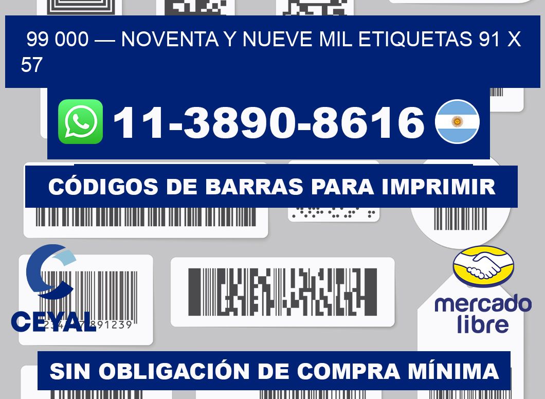 99 000 — noventa y nueve mil etiquetas 91 x 57