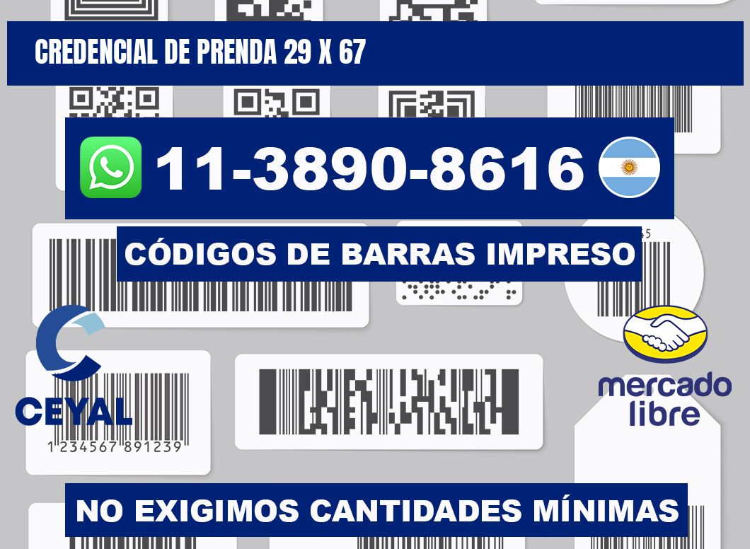 Credencial de prenda 29 x 67