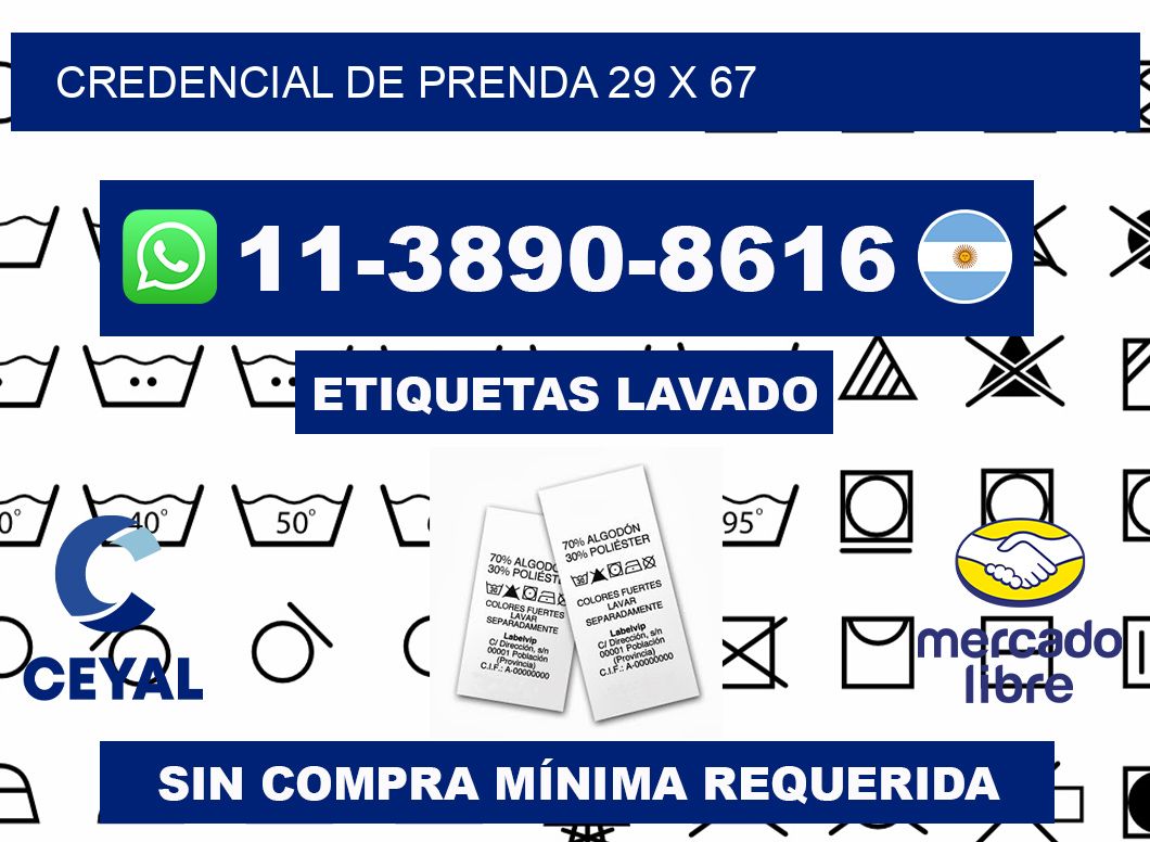 Credencial de prenda 29 x 67