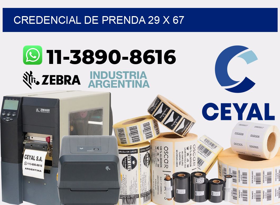 Credencial de prenda 29 x 67