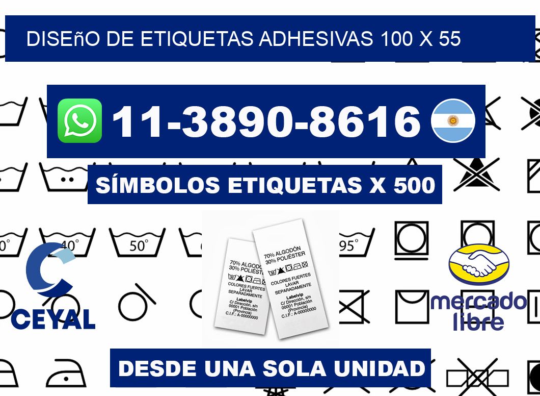 diseño de etiquetas adhesivas 100 x 55