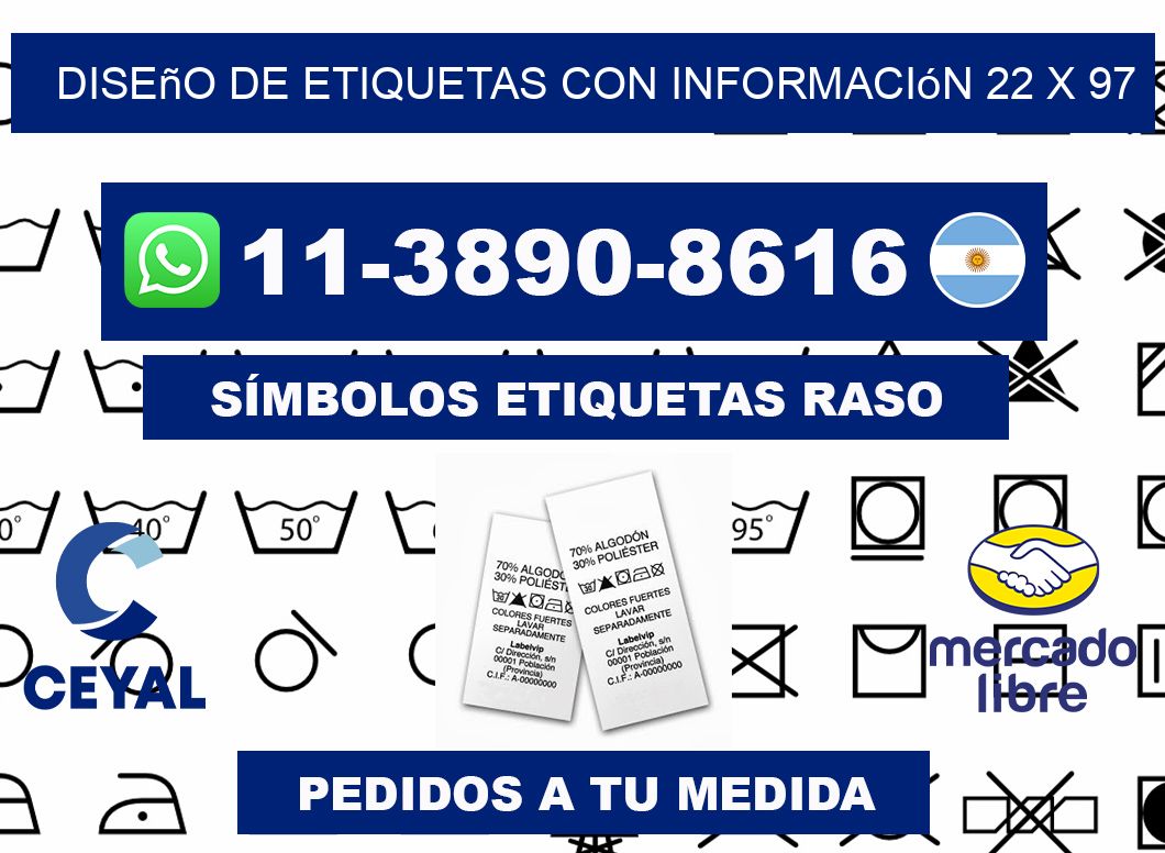 diseño de etiquetas con información 22 x 97