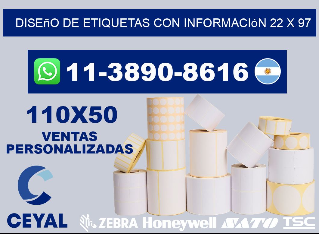 diseño de etiquetas con información 22 x 97