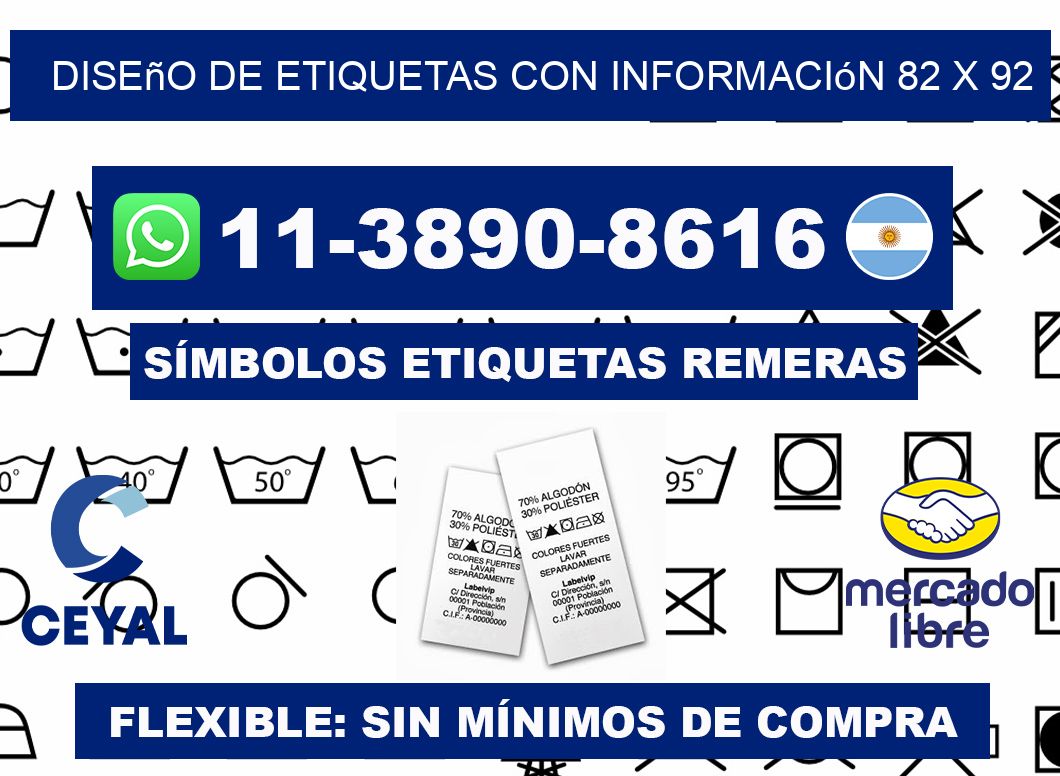 diseño de etiquetas con información 82 x 92