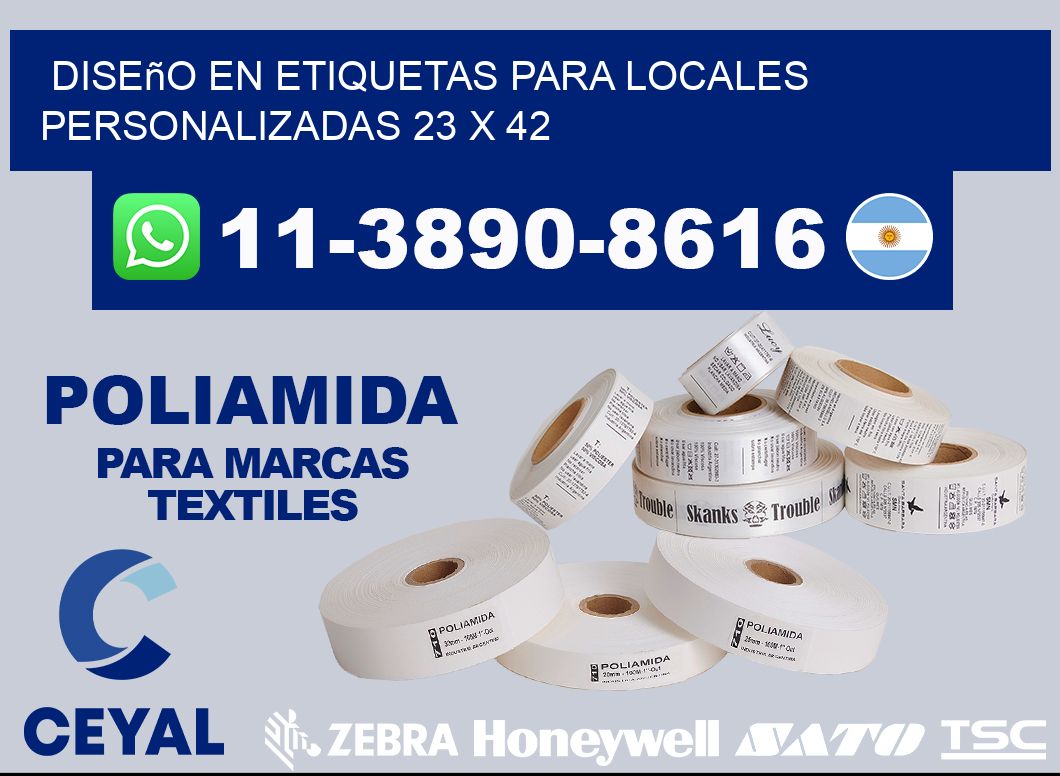 diseño en etiquetas para locales personalizadas 23 x 42