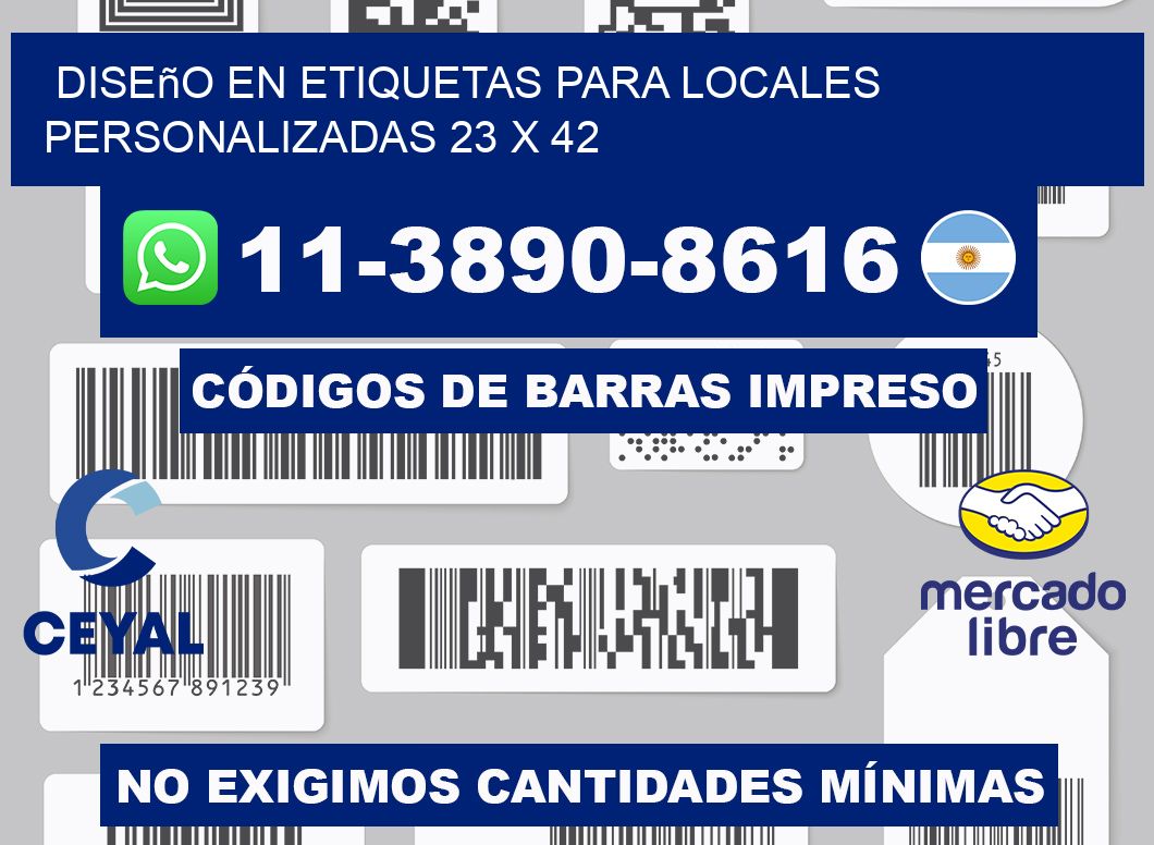 diseño en etiquetas para locales personalizadas 23 x 42