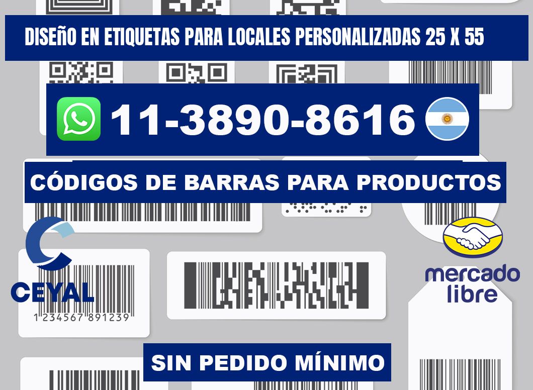 diseño en etiquetas para locales personalizadas 25 x 55