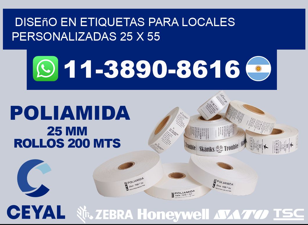 diseño en etiquetas para locales personalizadas 25 x 55