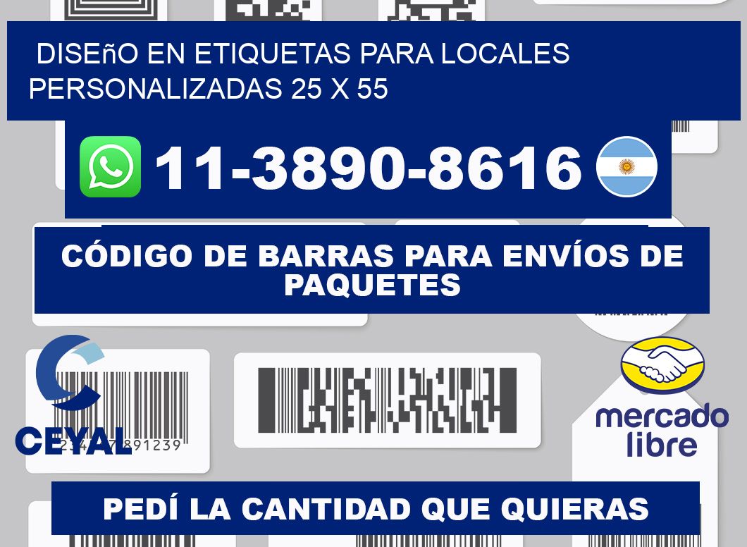 diseño en etiquetas para locales personalizadas 25 x 55