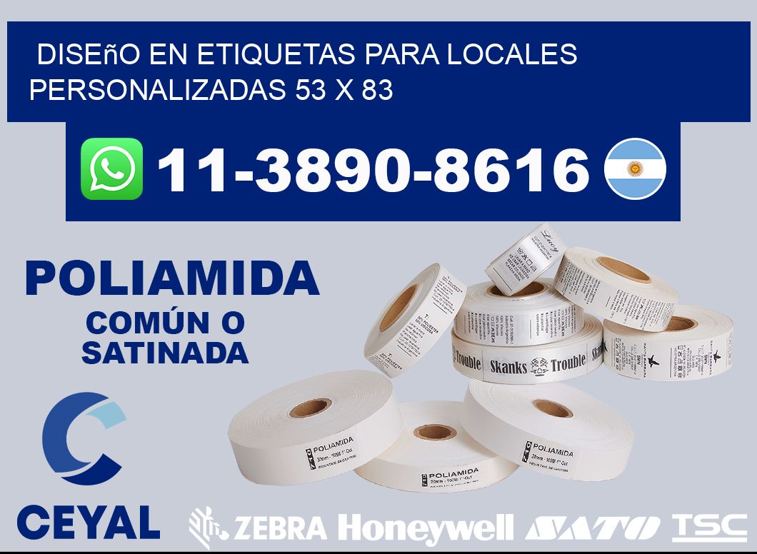 diseño en etiquetas para locales personalizadas 53 x 83