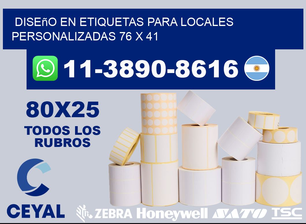 diseño en etiquetas para locales personalizadas 76 x 41
