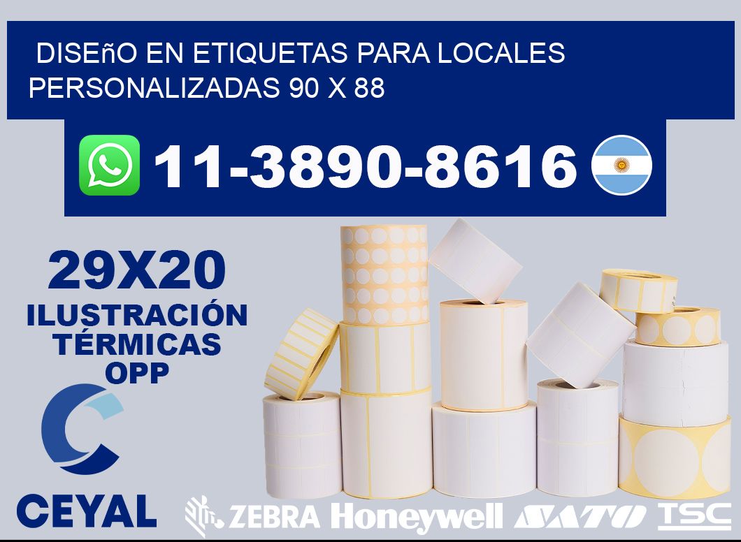 diseño en etiquetas para locales personalizadas 90 x 88