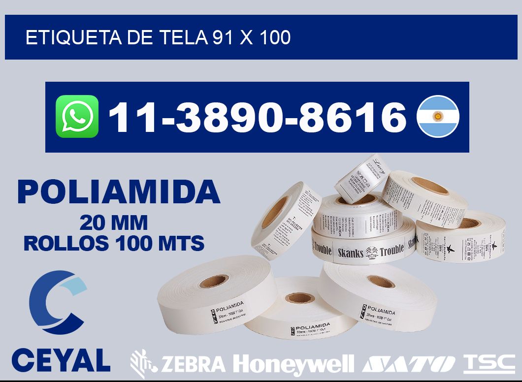 etiqueta de tela 91 x 100