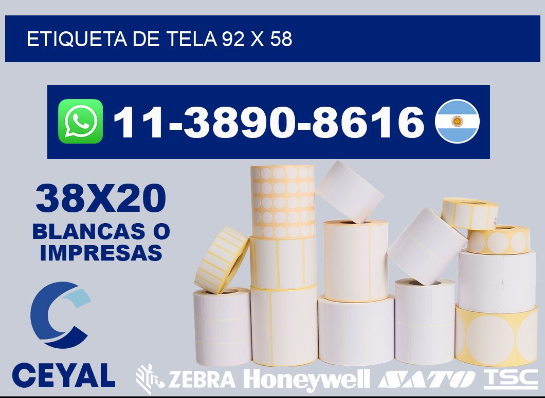 etiqueta de tela 92 x 58