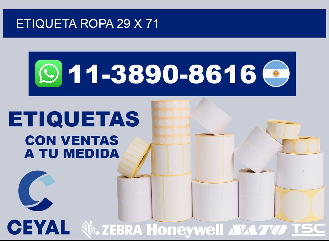 etiqueta ropa 29 x 71