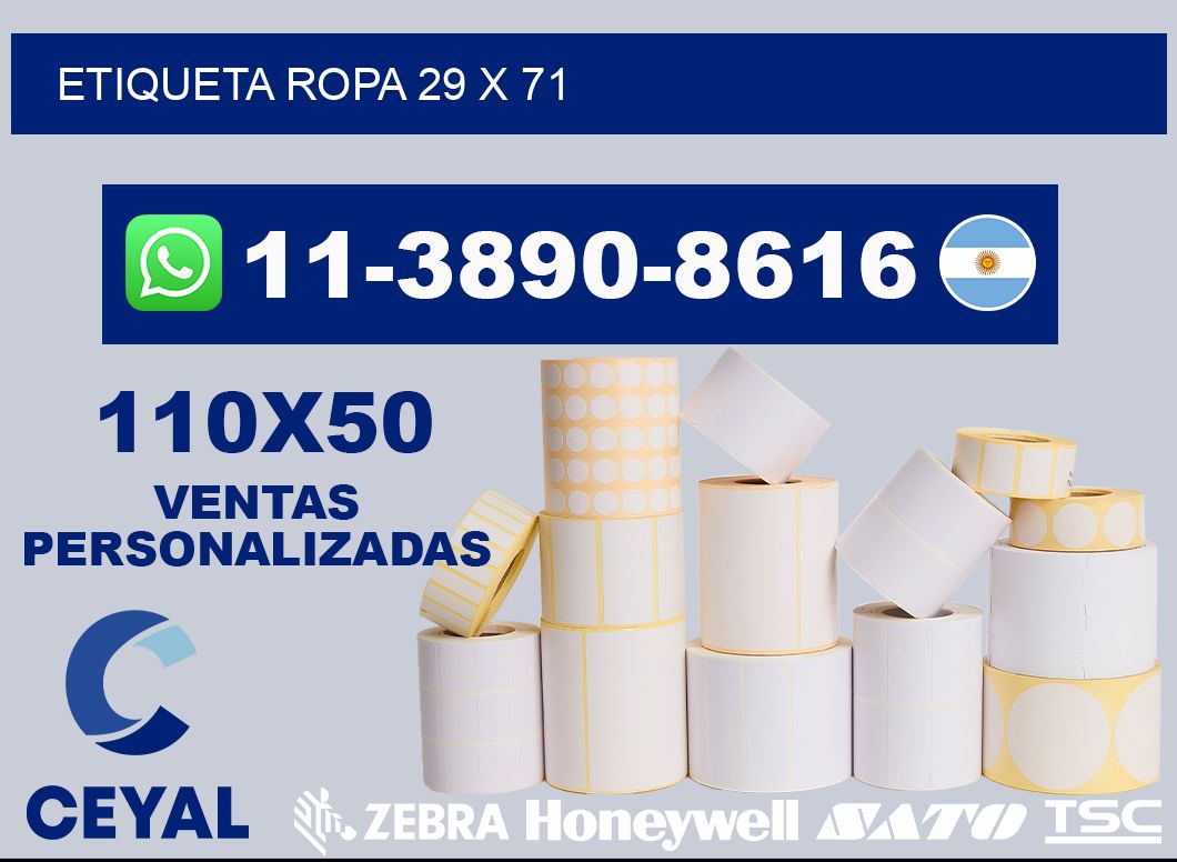 etiqueta ropa 29 x 71