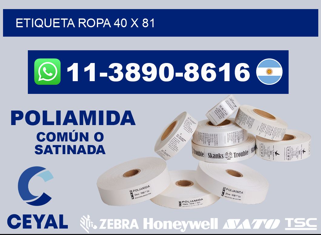 etiqueta ropa 40 x 81