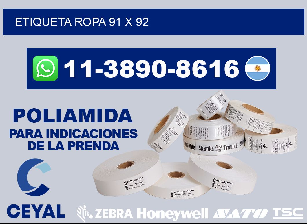 etiqueta ropa 91 x 92