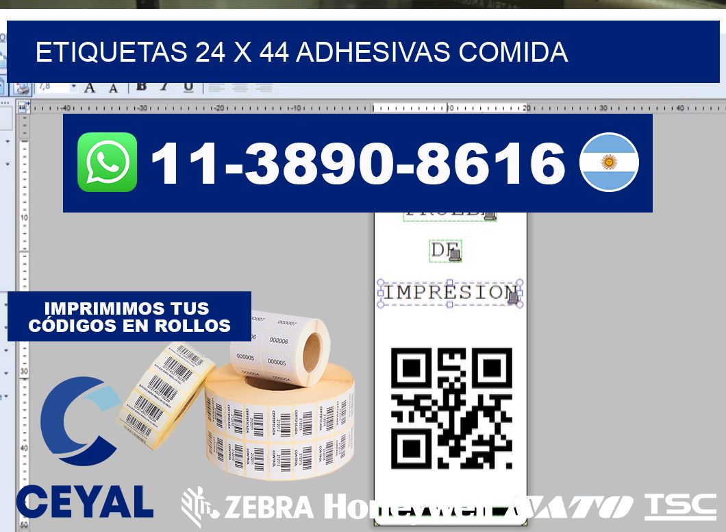 etiquetas 24 x 44 adhesivas comida