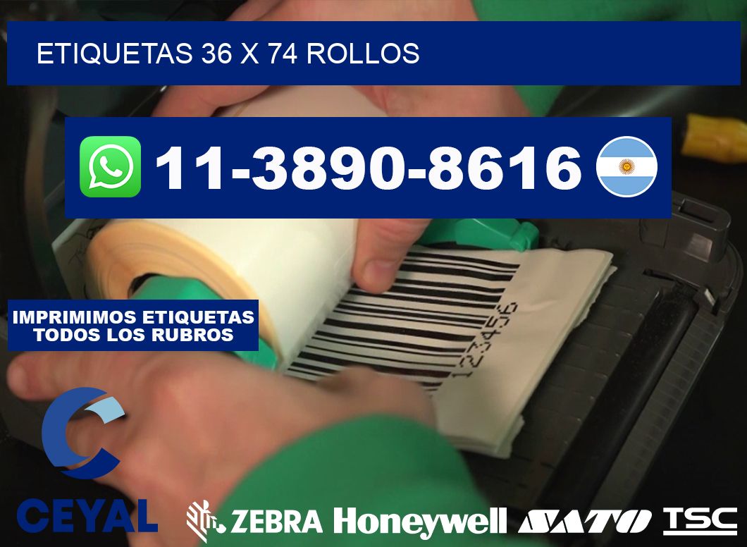 etiquetas 36 x 74 rollos