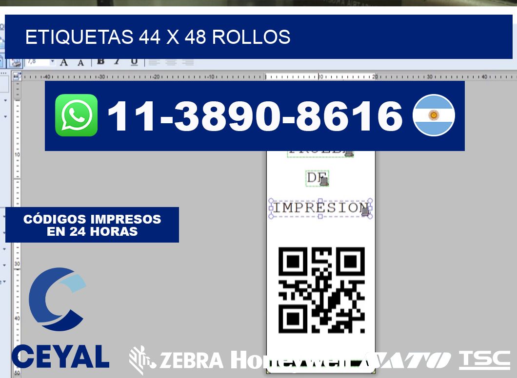 etiquetas 44 x 48 rollos