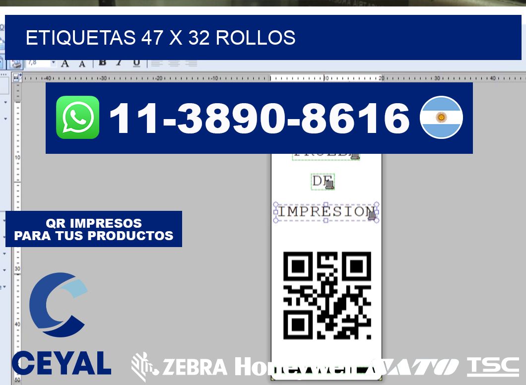 etiquetas 47 x 32 rollos