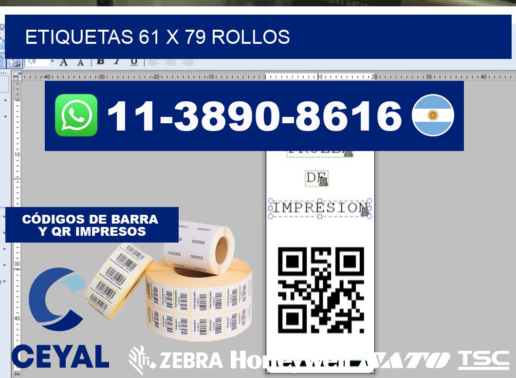 etiquetas 61 x 79 rollos