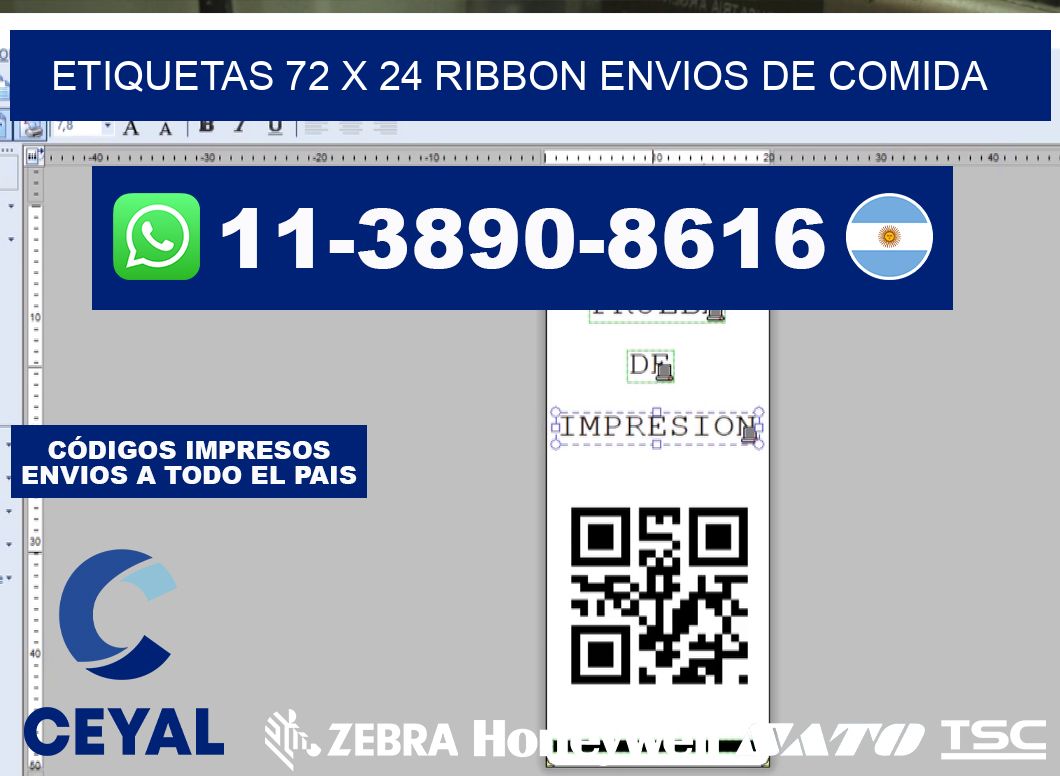 etiquetas 72 x 24 ribbon envios de comida