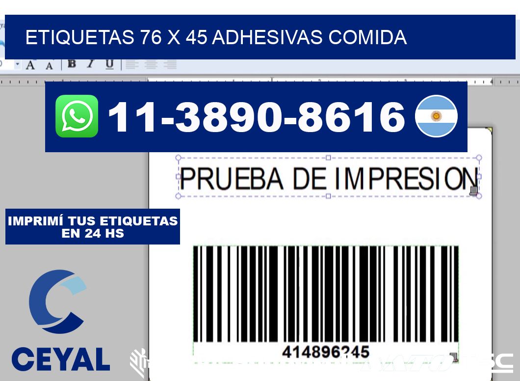 etiquetas 76 x 45 adhesivas comida