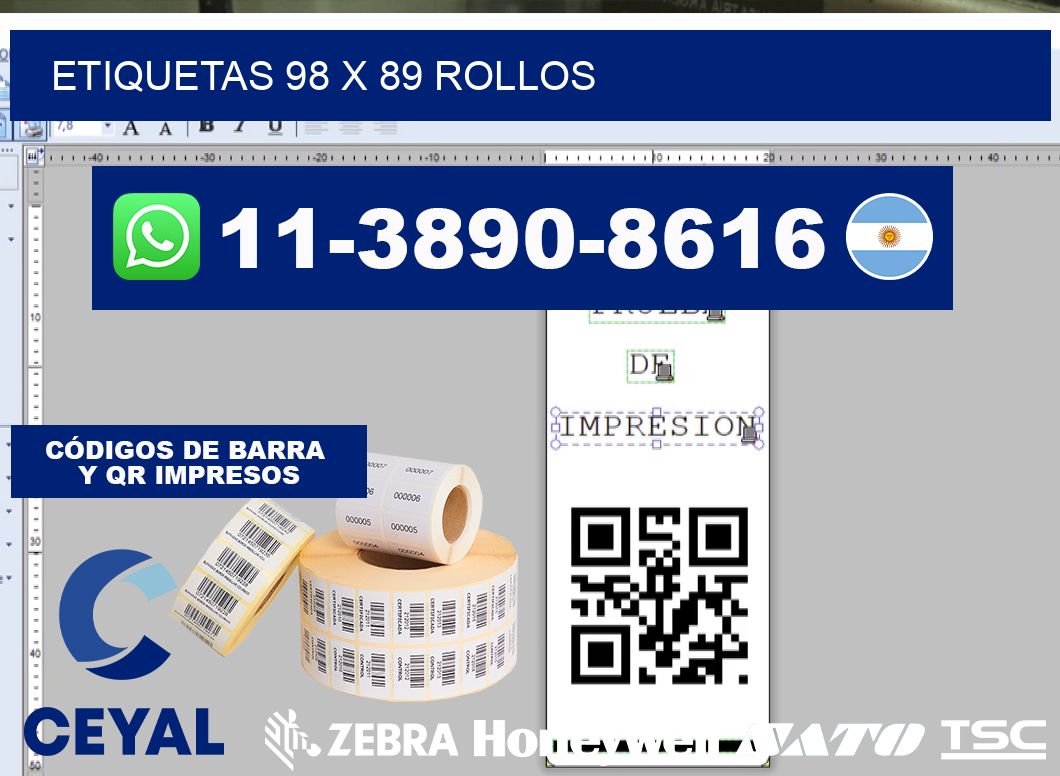 etiquetas 98 x 89 rollos