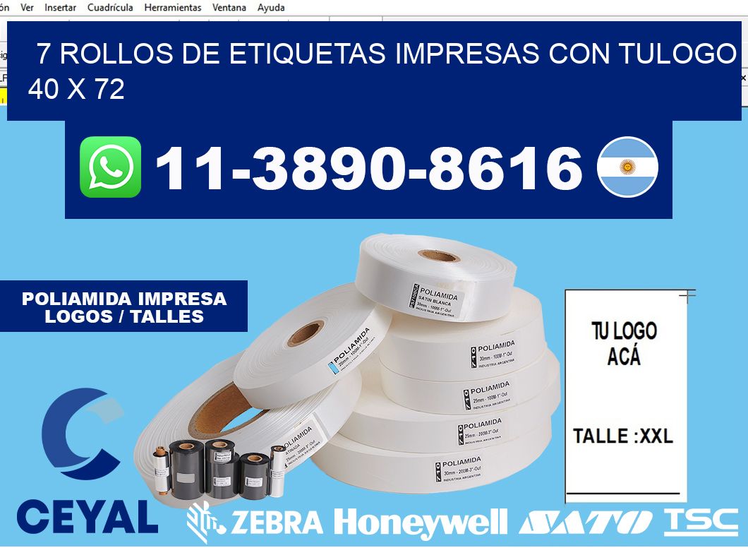 7 rollos de etiquetas impresas con tulogo 40 x 72