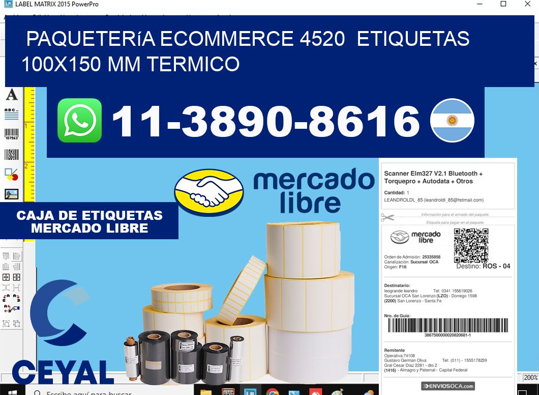 Paquetería eCommerce 4520  etiquetas 100x150 mm termico