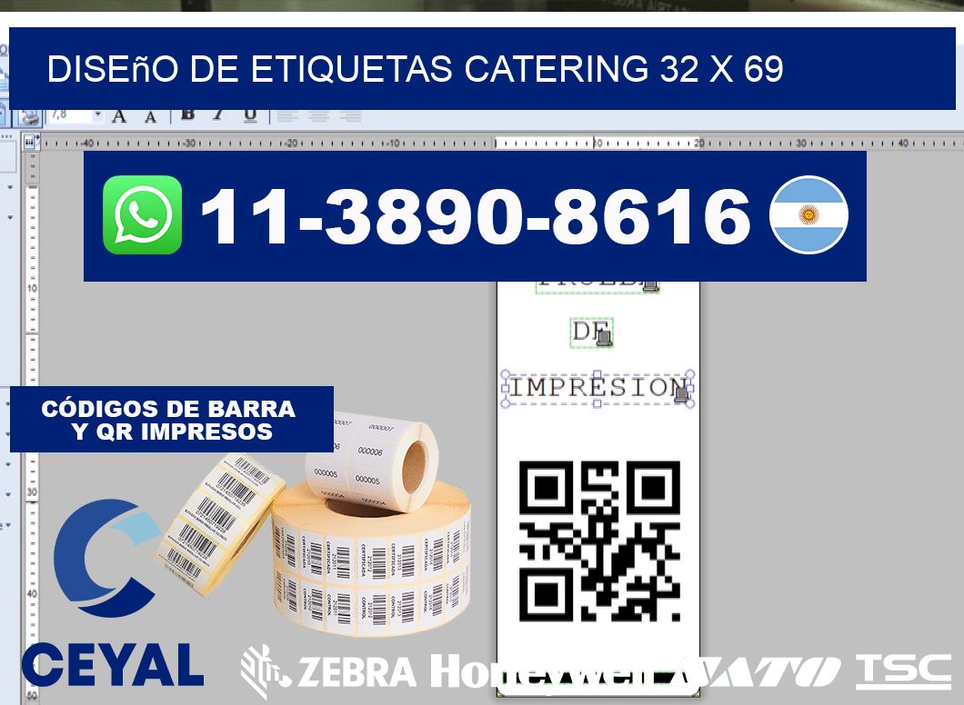diseño de etiquetas catering 32 x 69