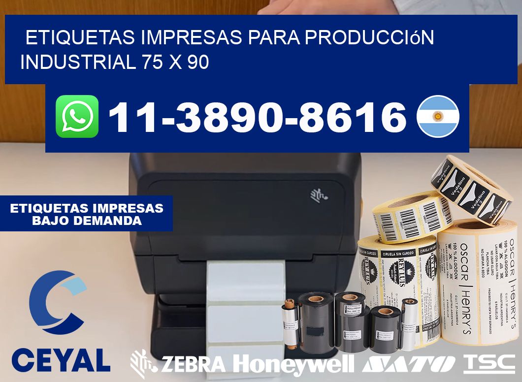 etiquetas impresas para producción industrial 75 x 90