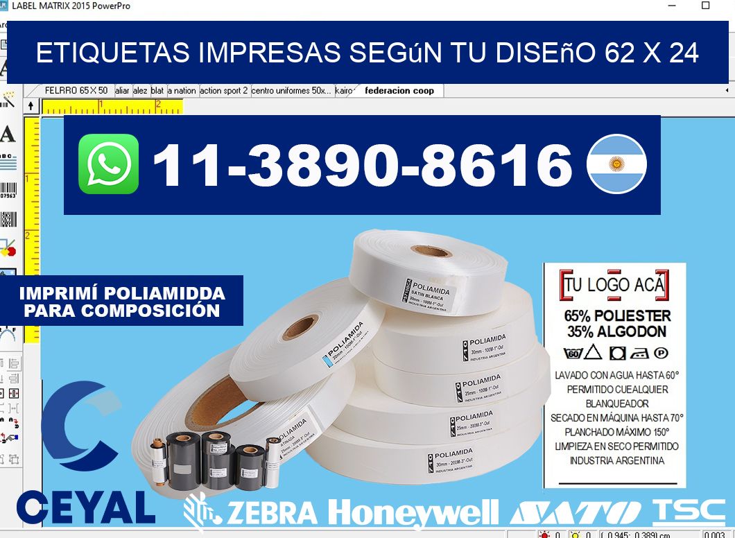 etiquetas impresas según tu diseño 62 x 24