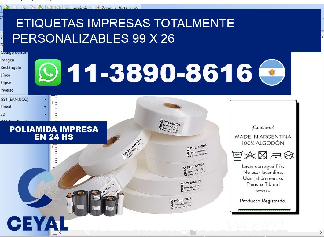 etiquetas impresas totalmente personalizables 99 x 26