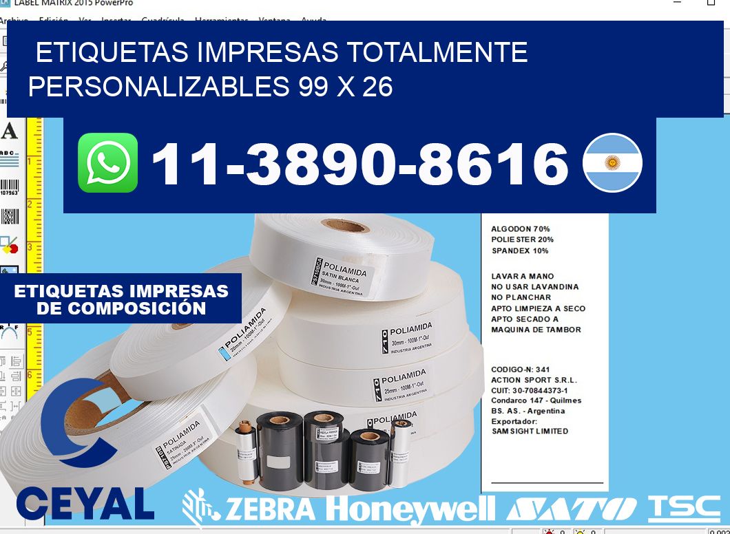 etiquetas impresas totalmente personalizables 99 x 26
