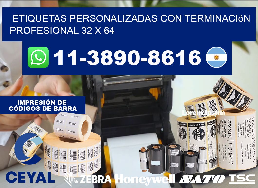 etiquetas personalizadas con terminación profesional 32 x 64