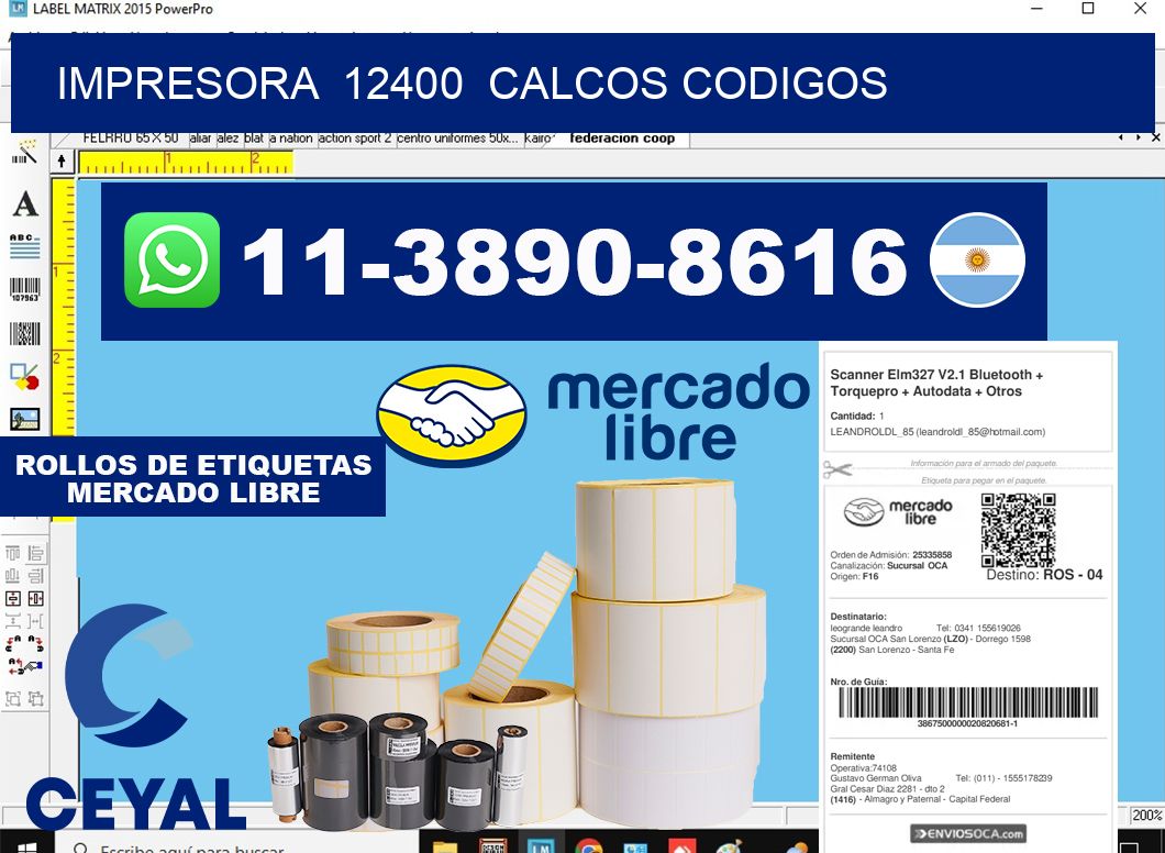 impresora 12400 calcos codigos