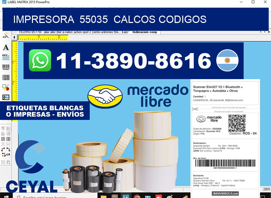 impresora  55035  calcos codigos